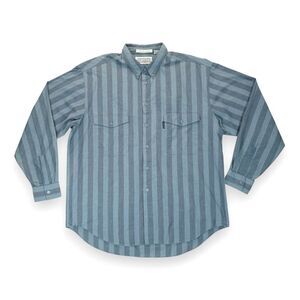 Vintage LEVIS Silver Label Striped Long‎ Sleeve Western Shirt Size XL